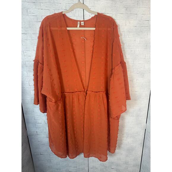 Cato Plus Tops - Cato women’s cardigan cover-up sheer orange feminine fall Fairycore plus size
